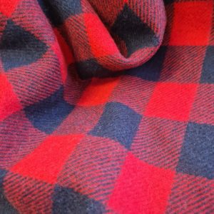100% Wool Coating Bold Check | Navy | Red