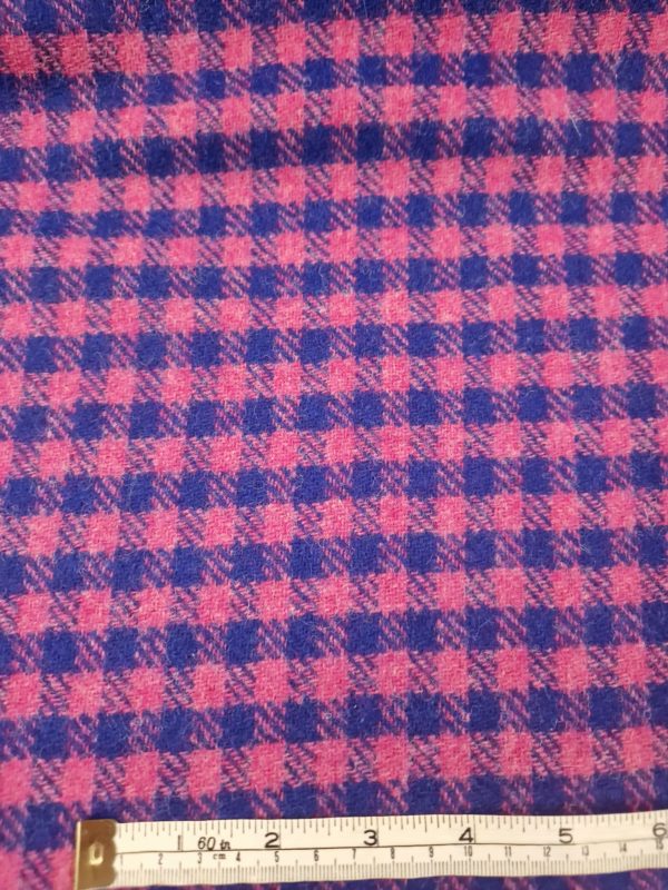 Wool Flannel Houndstooth Check | Cobalt | Cerise - Image 4