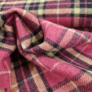Beautiful Bold Wool Worsted Flannel Check | Fuschia