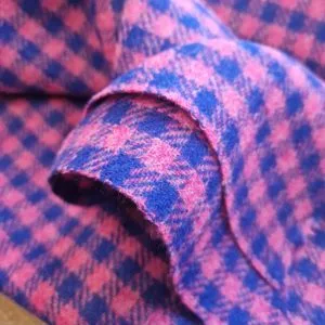 Wool Flannel Houndstooth Check | Cobalt | Cerise