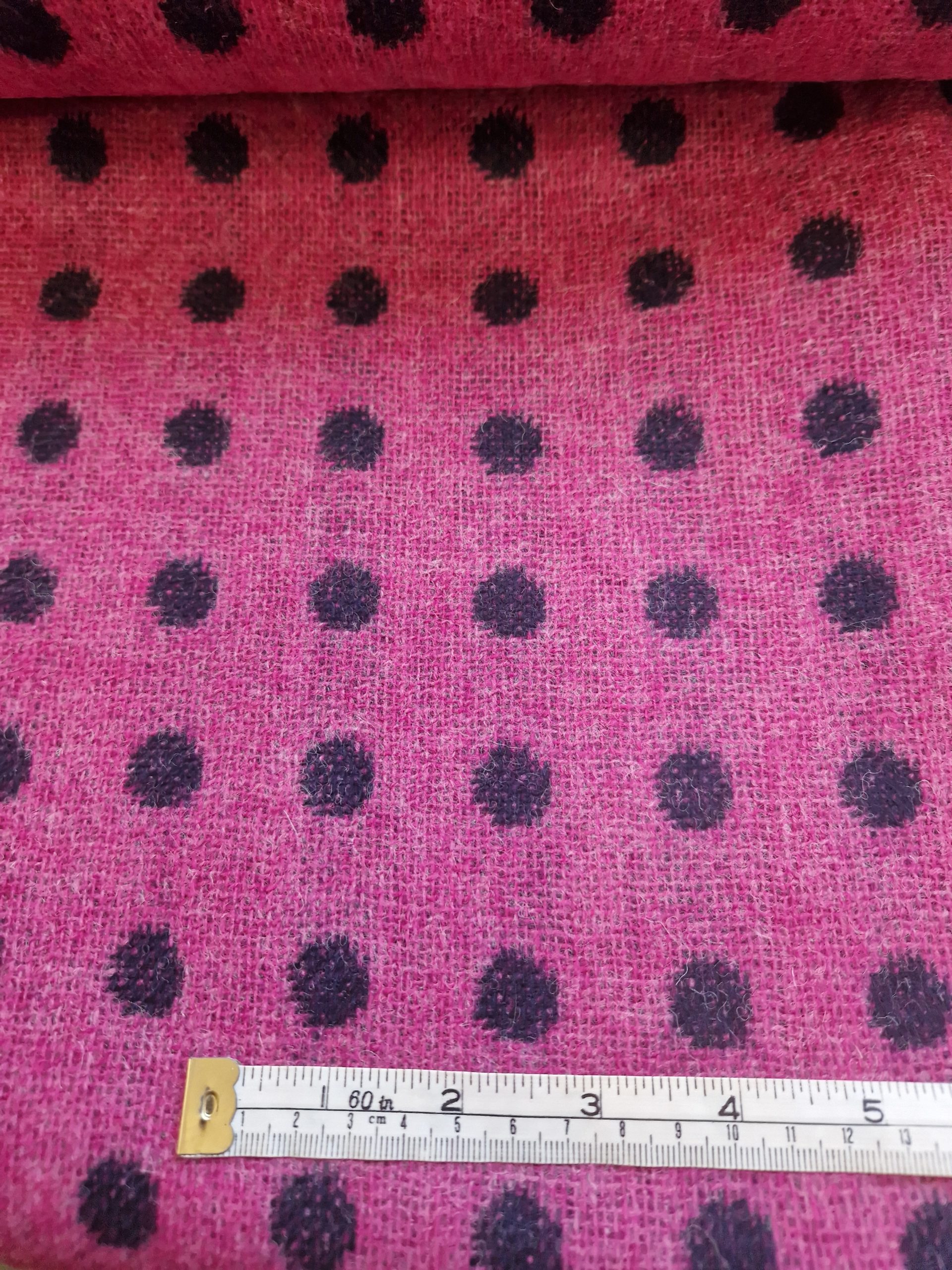 Reversible Wool Flannel Jacquard Spot | Navy | Fuschia - Image 4
