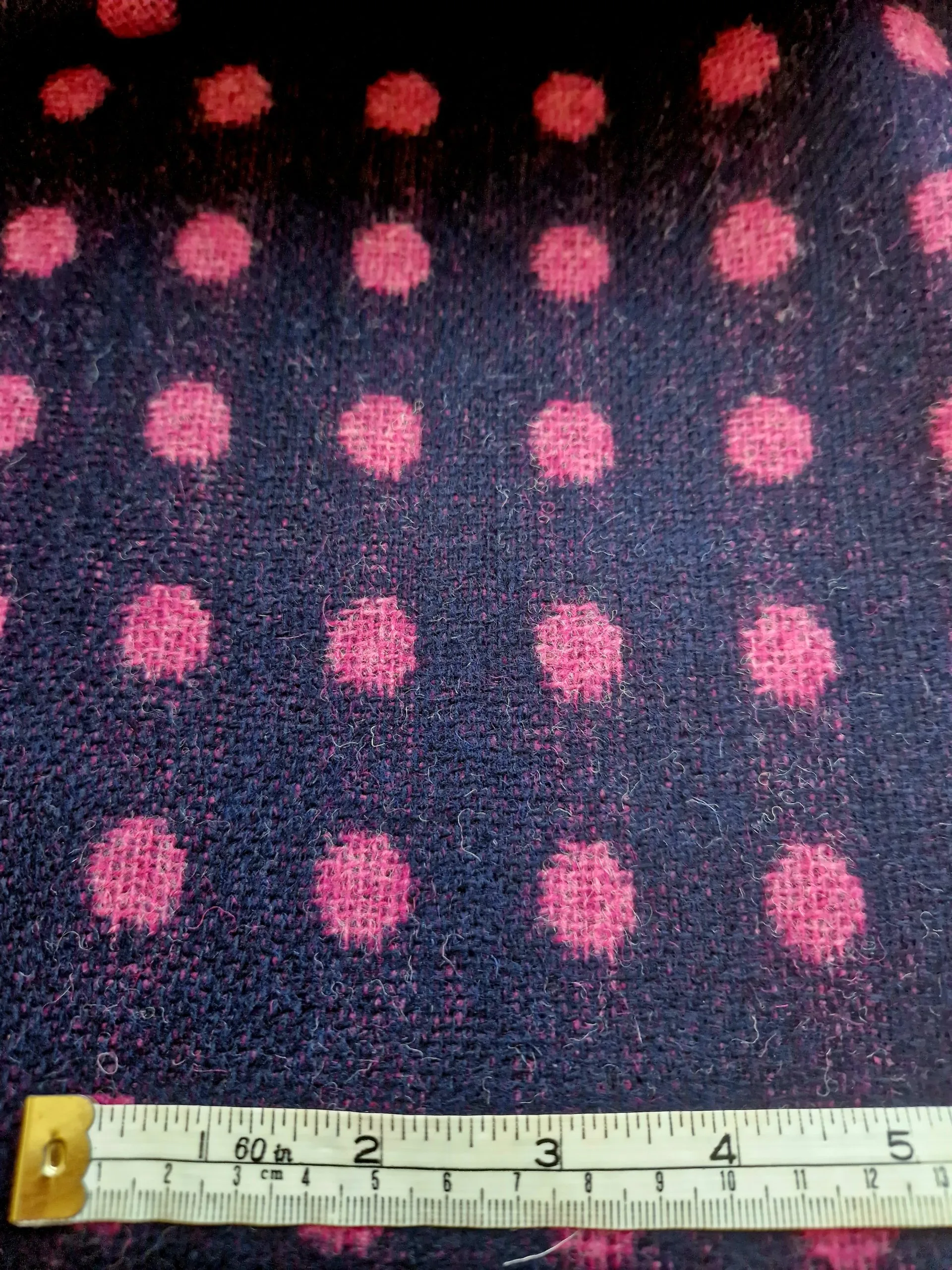 Reversible Wool Flannel Jacquard Spot | Navy | Fuschia - Image 3