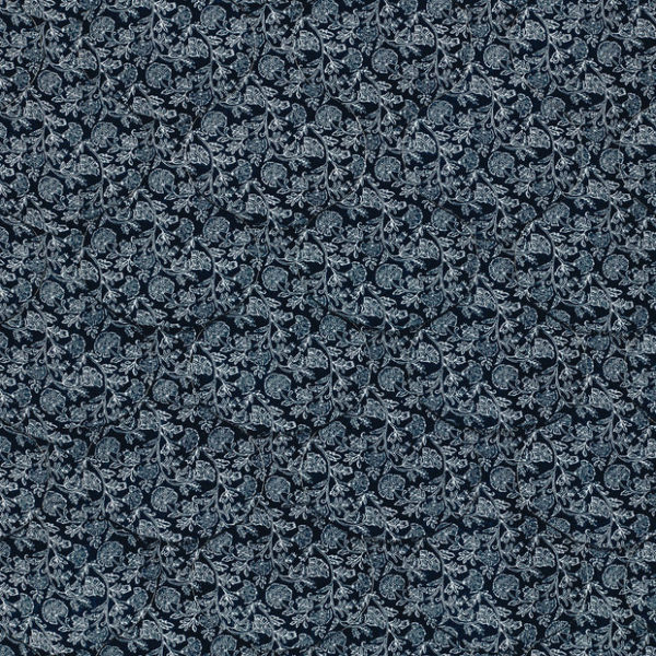 Quilted Printed Indigo Floral Bonded Muslin Fabric - Image 5