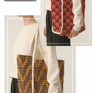 Quilted Printed Tribal Ochre Bonded Muslin Fabric
