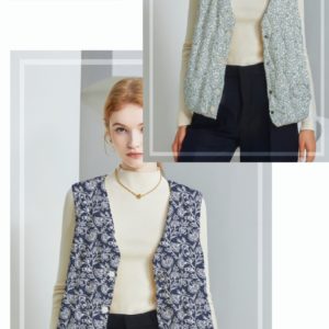 Quilted Printed Indigo Floral Bonded Muslin Fabric