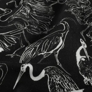 Viscose Linen Look | Black Cranes