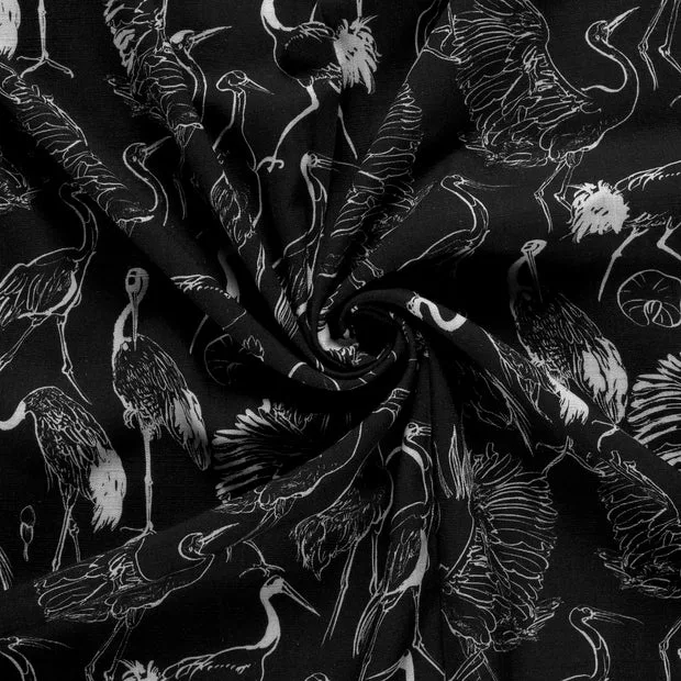 Viscose Linen Look | Black Cranes - Image 2