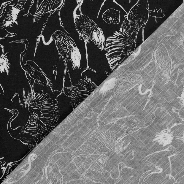 Viscose Linen Look | Black Cranes - Image 3