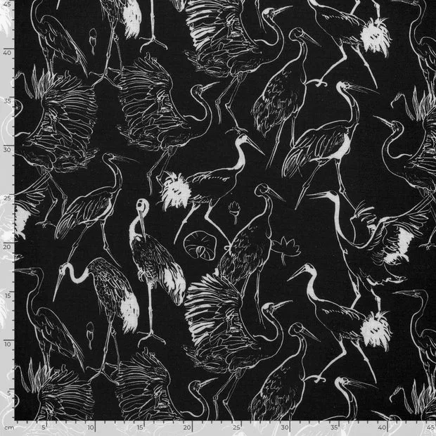 Viscose Linen Look | Black Cranes - Image 4