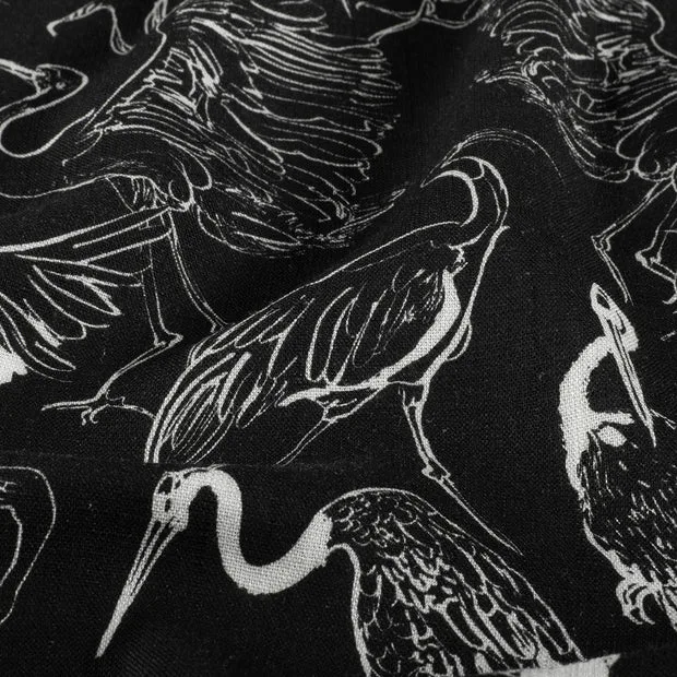 Viscose Linen Look | Black Cranes