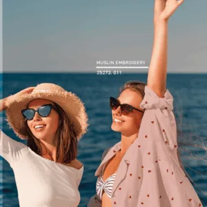 Cotton Double Gauze | Embroidered Strawberry Heart Motifs