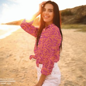 Cotton Double Gauze | Orange Abstract