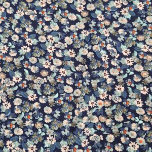 Viscose Challis Print Ditsy Navy Floral